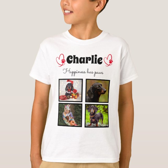 T-shirt Tirage de collage de chien personnalisé 4 pour les (Devant)