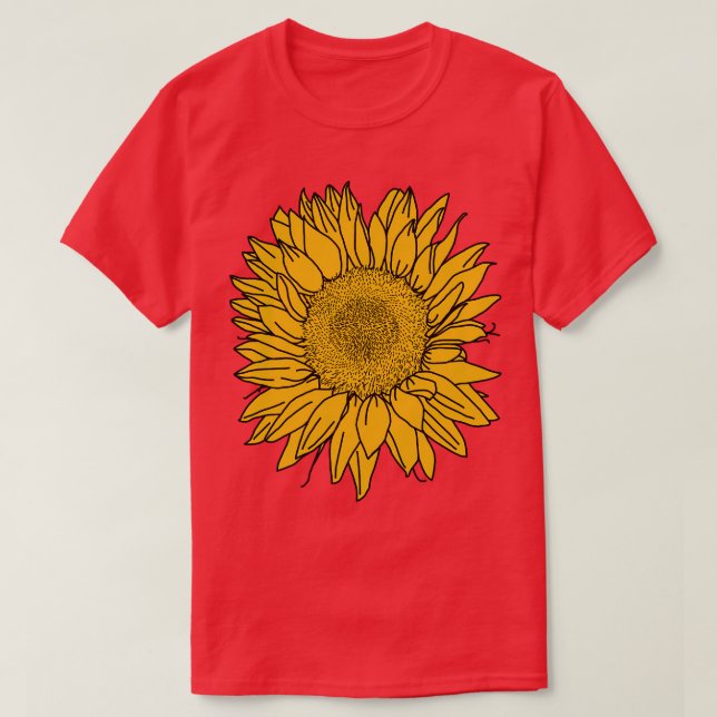 T-shirt Tirage de la ligne de tournesol jaune (Design devant)