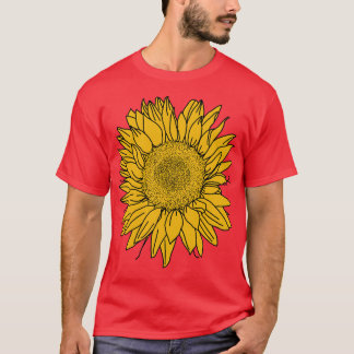 T-shirt Tirage de la ligne de tournesol jaune