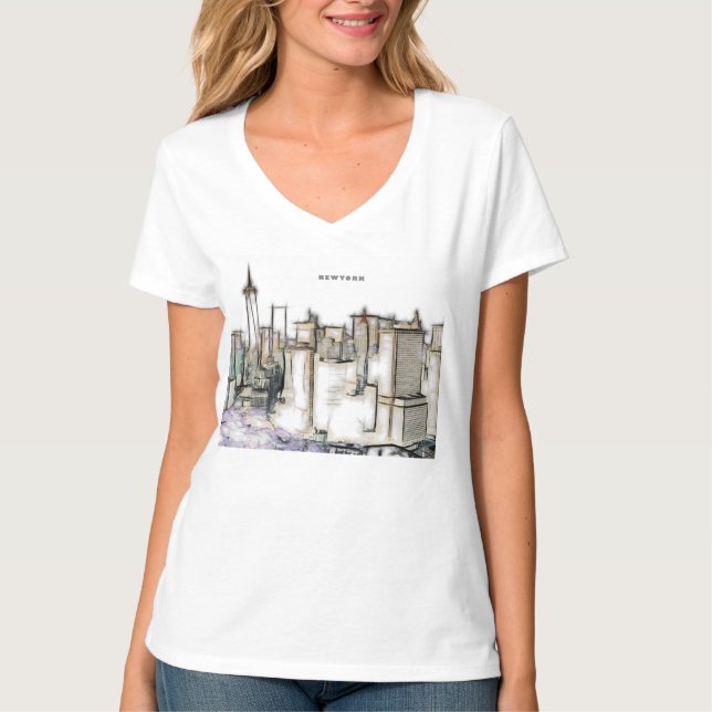 T-shirt Tirage de Newyork City en noir et blanc (Devant)