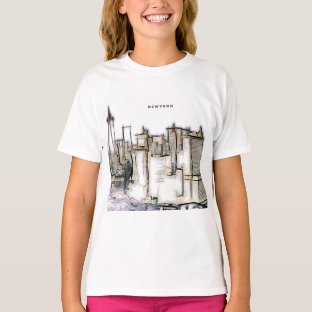 T-shirt Tirage de Newyork City en noir et blanc (Devant)