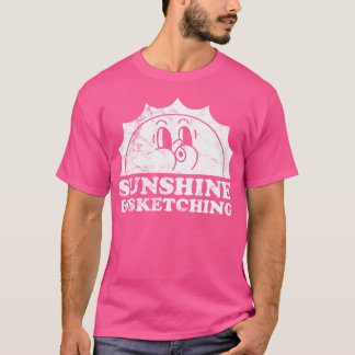 T-shirt Tirage Soleil Et Esquisse Retro Vintage Dessin Sol
