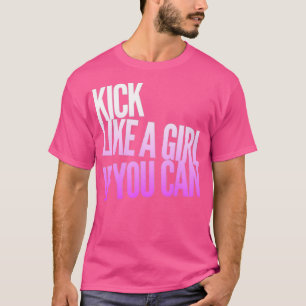 T-shirt Tire comme une fille si tu peux blanc rose 