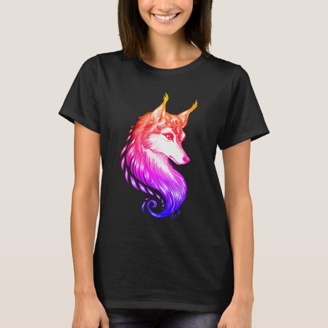 T-shirt tiré par la main de classique de loup de (Devant)