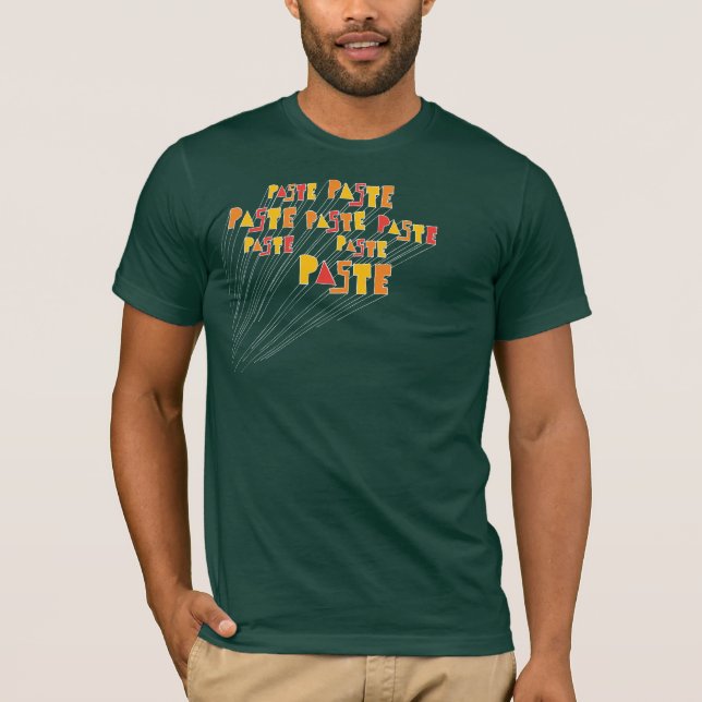 T-shirt tiré par la main de rangée de logo de pâte (Devant)