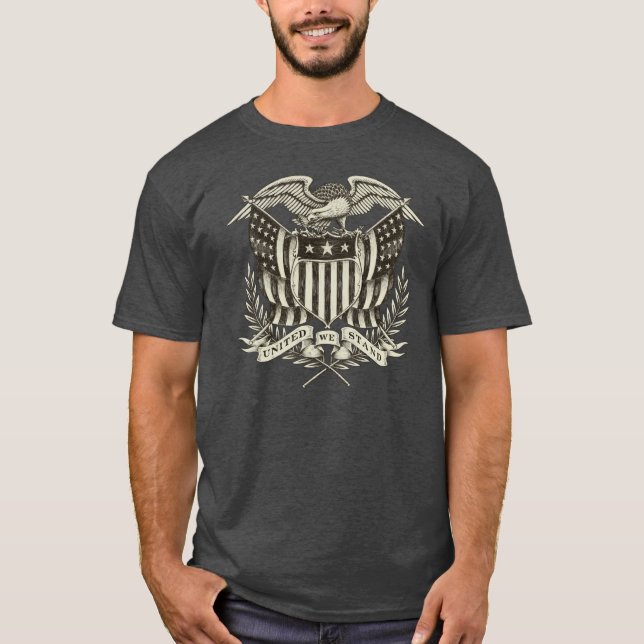 T-shirt tiré par la main d'Eagle d'Américain (Devant)