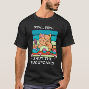 T-shirt Tire sur chat fait de la pâtisserie cupcake ferme