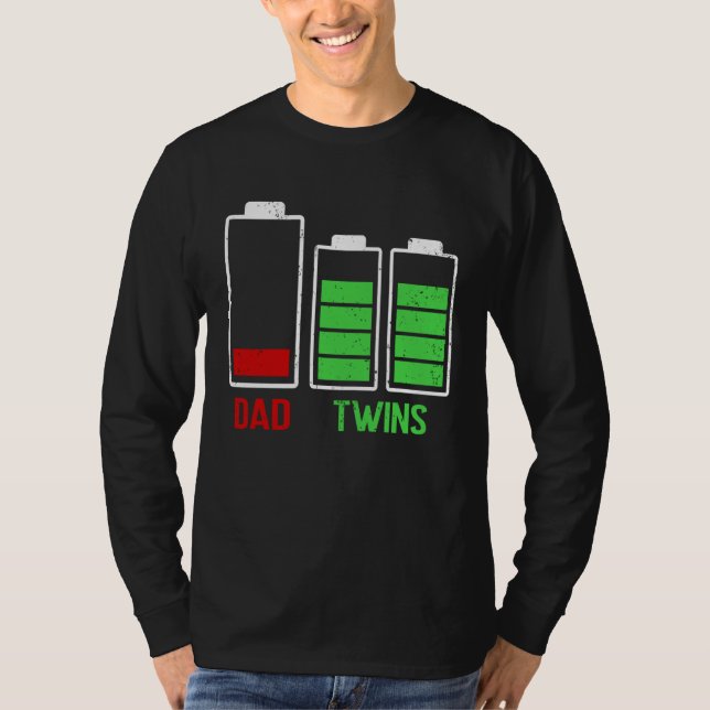 T-shirt Tired Dad Low Battery Twins Full Charge Father's D (Devant)