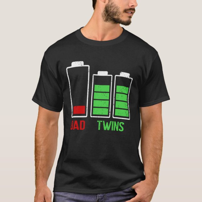 T-shirt Tired Dad Low Battery Twins Full Charge Father's D (Devant)