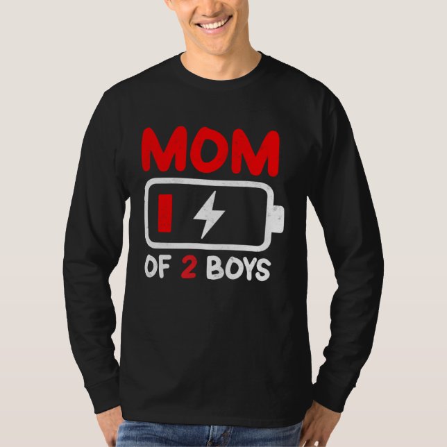 T-shirt Tired Mom Two Boys Twin Mothers Day From Husband S (Devant)