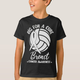 T-shirt Tirer Au Ribbon Cure Volleyball Cancer Du Sein Con