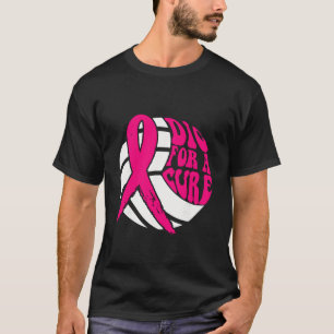 T-shirt Tirer Au Ribbon Cure Volleyball Cancer Du Sein Con
