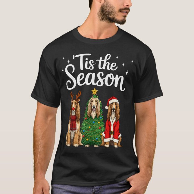 T-shirt Tis The Season Afghan Hound Christmas Santa Dog Lo (Devant)
