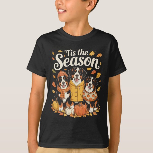 T-shirt Tis The Season Bernese Mountain Dog Fall Autumn Pu (Devant)
