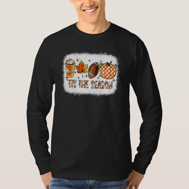 T-shirt Tis the Season Football Halloween Pumpkin Coffee R (Devant)