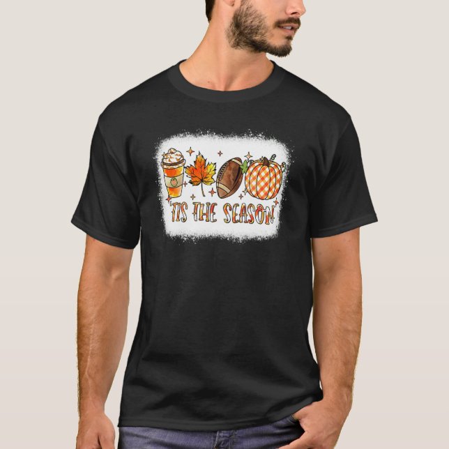 T-shirt Tis the Season Football Halloween Pumpkin Coffee R (Devant)