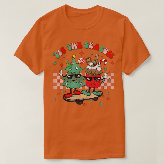 T-shirt tis the season hot cocoa santa claus retro christm (Design devant)