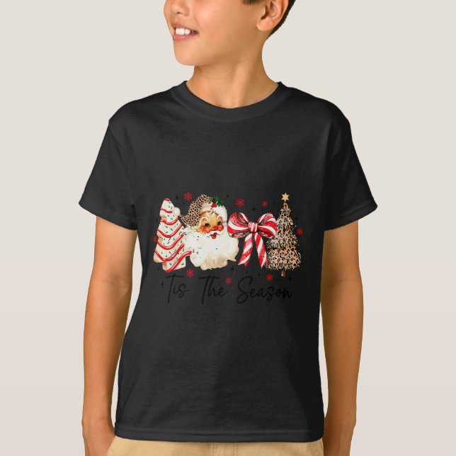 T-shirt Tis The Season Leopard Tree Santa Christmas Coquet (Devant)