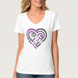 T-shirt Tissé Coeur Ace Asexuel Fierté Drapeau Violet Gris