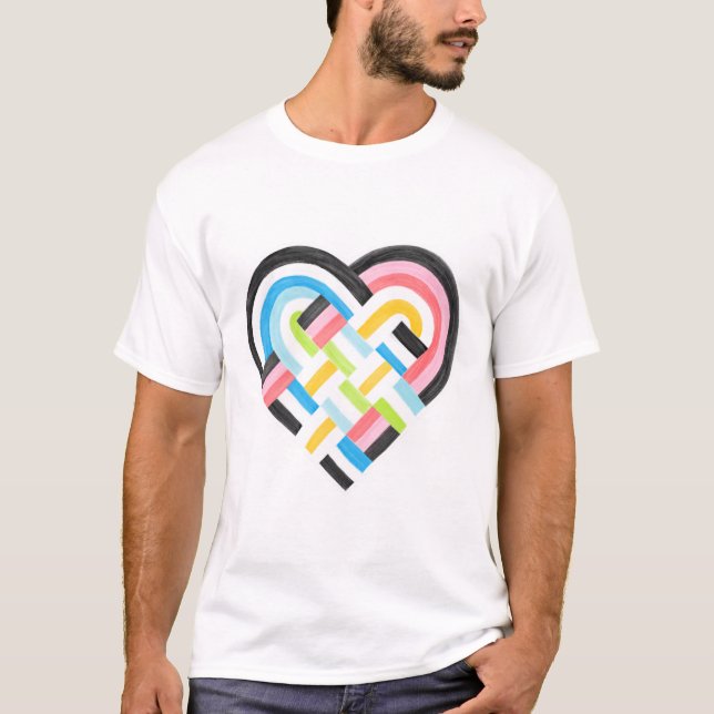 T-shirt Tissé Coeur Queer Pride Drapeau Bright Tropical (Devant)