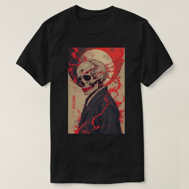 T-shirt Titan Attack Japanese Anime Skull Reaper Gothic 02 (Design devant)