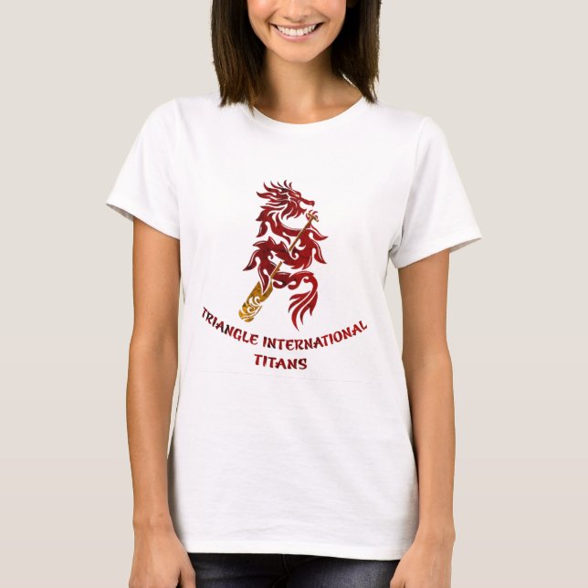 T-shirt Titans internationaux de triangle (texte rouge) (Devant)