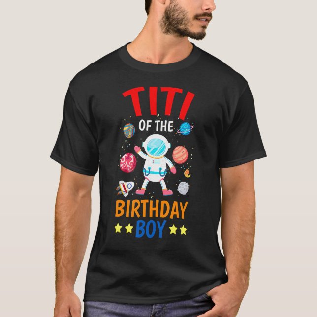 T-shirt Titi De L'Anniversaire Boy Space Planet Thème Anni (Devant)