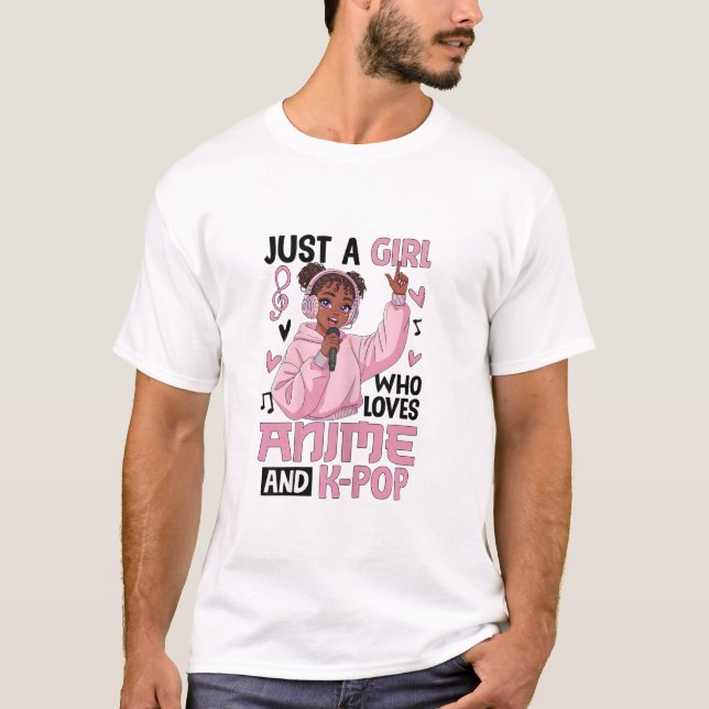 T-shirt Title Just a Girl Who Loves Anime and K‑Pop  (Devant)