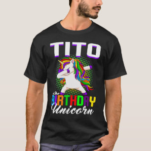 T-shirt Tito de l'anniversaire Princesse Unicorn Dabbing A