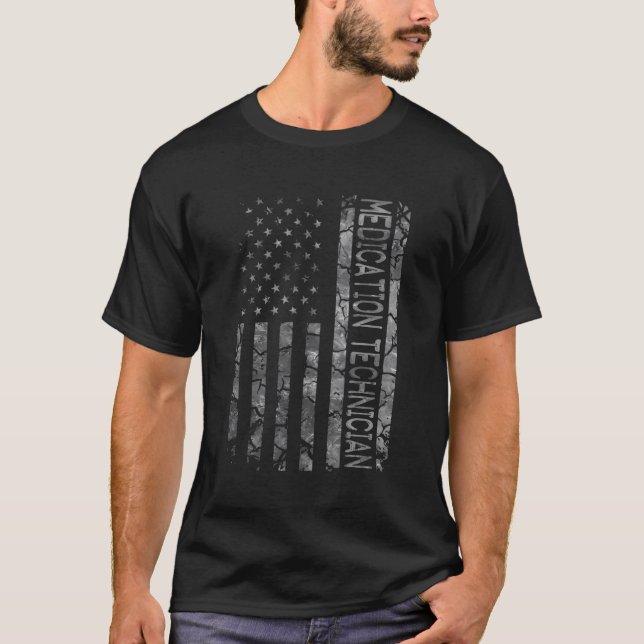 T-shirt Titre de travail amusant Travailleur Drapeau Améri (Devant)