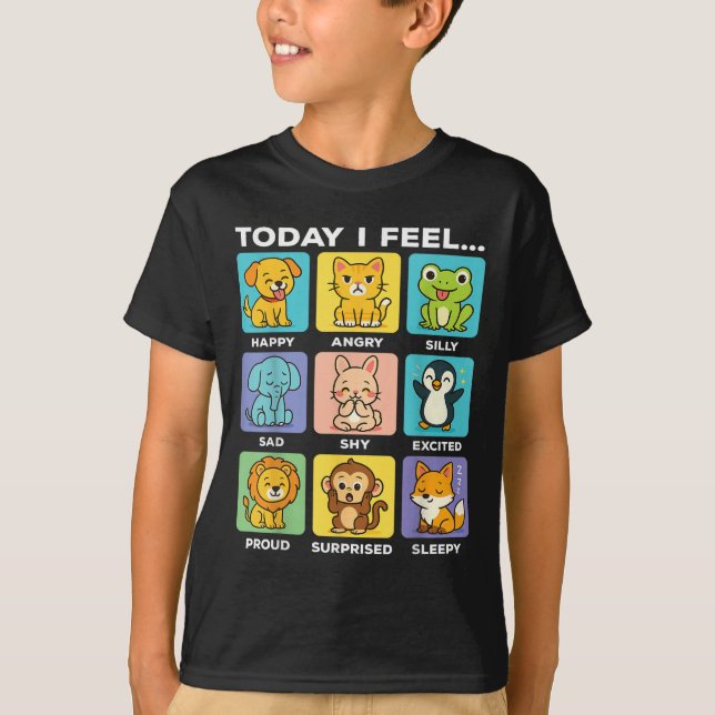 T-shirt Today I Feel... Funny Animals Emotional Boxes Emot (Devant)