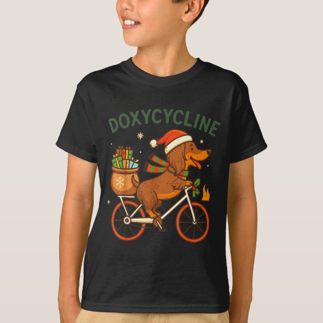 T-shirt Toddler Doxycycline Long Hair Dachshund Christmas  (Devant)