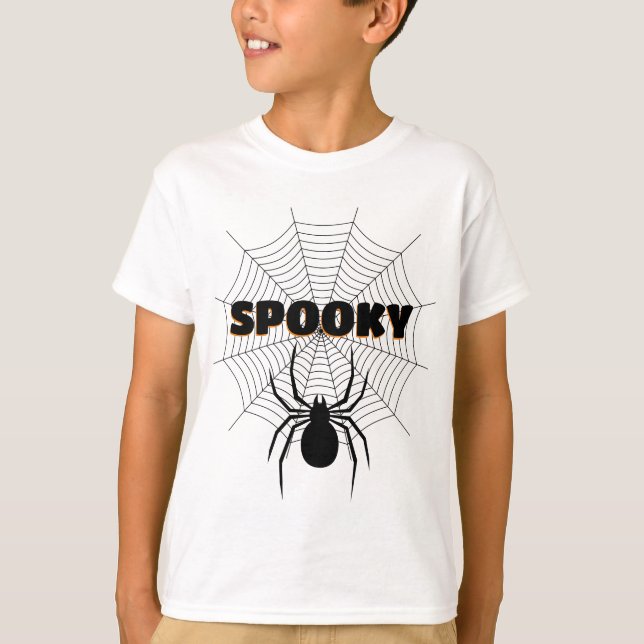 T-shirt Toile d'araignée noire Halloween Épouvantable (Devant)
