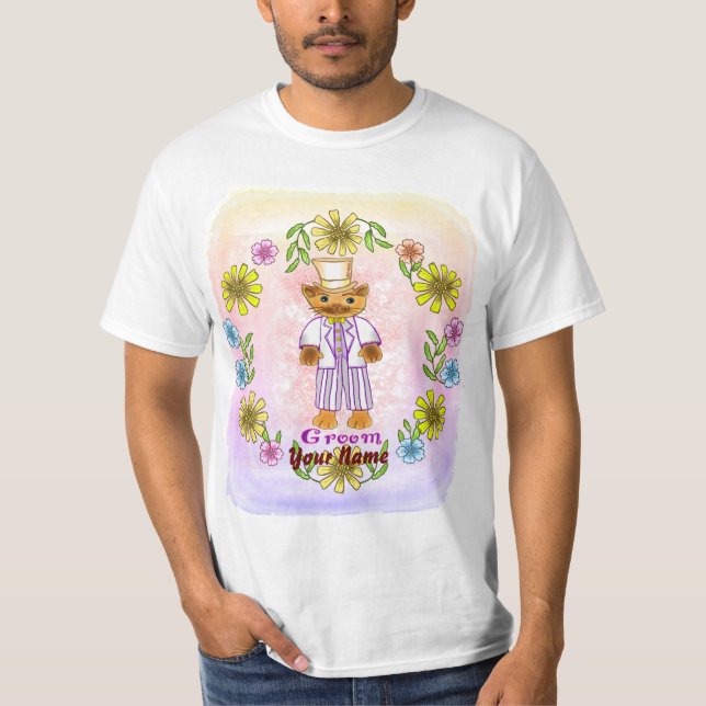 T-shirt Toilettage de chat floral  (Devant)