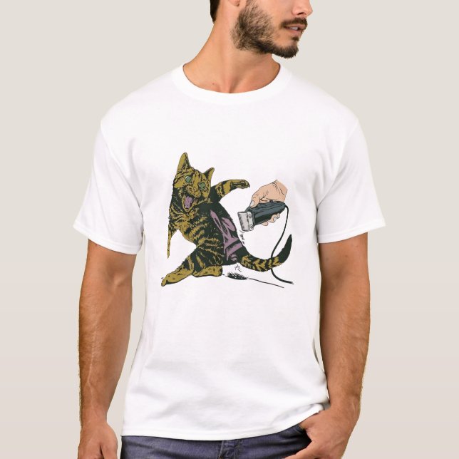 T-shirt Toilettage de chat hilarant (Devant)
