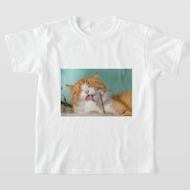T-shirt Toilettage de chat orange mignon (Poser)