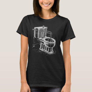 T-shirt Toilettes Steampunk Blueprint Art