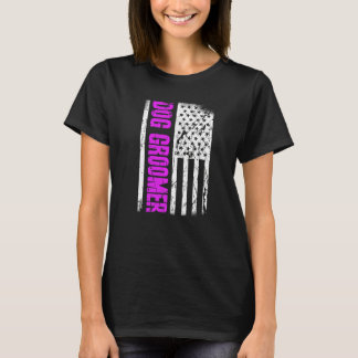T-shirt Toiletteur de chien drapeau américain Premium