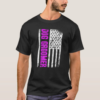 T-shirt Toiletteur de chien Premium Drapeau Américain