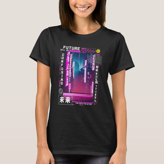 T-shirt Tokyo cyberpunk vaporwave dans les vidéos rétro ja (Devant)