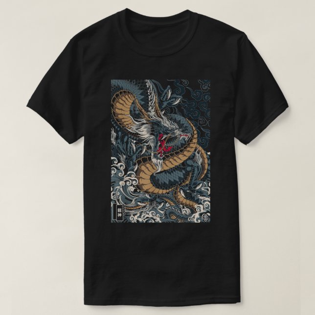 T-shirt Tokyo Dragon Asian Inspecred retro 80 (Design devant)