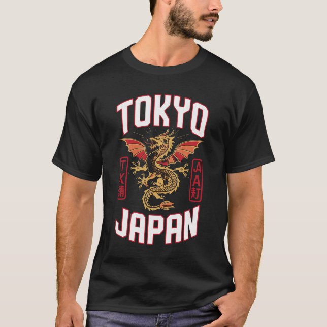 T-shirt Tokyo Japon Dragon - Urban Street Style Tee (Devant)