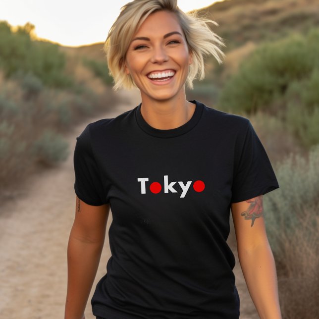 T-shirt Tokyo moderne Japon - Chiffres rouges couleur fonc (Créateur téléchargé)