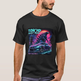T-shirt Tokyo Night Run Roi des rues Dinosaure T Rex