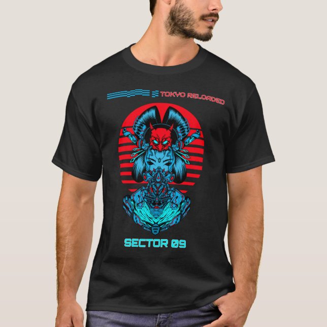 T-shirt Tokyo Reloaded – Cyberpunk Samurai Geisha Japan (Devant)