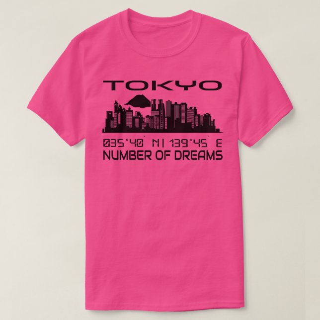 T-shirt Tokyo Skyline Coordonnées GPS Capitale Ville Japon (Design devant)