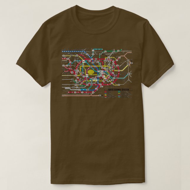 T-shirt Tokyo Subway Map -  Map of the Tokyo Subway System (Design devant)