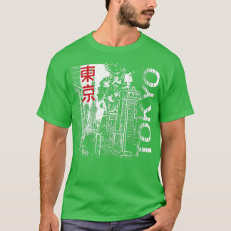 T-shirt Tokyo - Ville japonaise de Tokyo Skyline Retro Vin