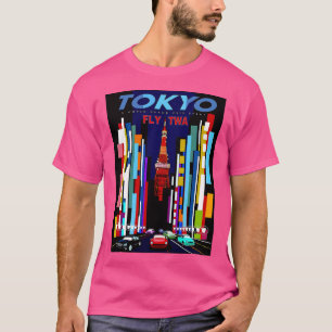 T-shirt Tokyo Vol Vintage Vers Le Japon Tourisme Publicité