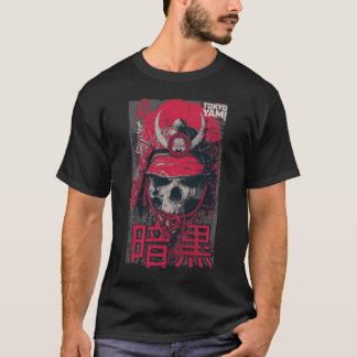T-shirt Tokyo Yami – Crâne de Samouraï avec Typo Japonais